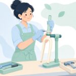自転車のフォークにクラウンレースを圧入する様子をイメージしたイラスト