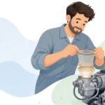 エアファンネルに防塵ネットを取り付ける様子をイメージしたイラスト