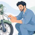 ブレーキホースセパレーターでホースを整える様子をイメージしたイラスト