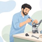 バイクのブレーキレバーにピボットブッシュを取り付ける様子をイメージしたイラスト