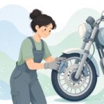 キャリパーオフセットカラーでブレーキキャリパーを取り付ける様子をイメージしたイラスト
