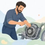 バイクのクラッチスプリング固定ボルトを締める様子をイメージしたイラスト