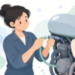 燃料ホースのクイックカプラーを接続する様子をイメージしたイラスト