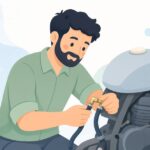 ガソリンホースにL字ジョイントを取り付ける様子をイメージしたイラスト