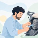 バイクのレギュレーターのカプラーを補修する様子をイメージしたイラスト