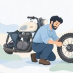 バイクのスポークニップルを締める様子をイメージしたイラスト