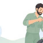 バイクのステムベアリングレースを外す様子をイメージしたイラスト