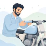 バイクのスロットルパイプを交換する様子をイメージしたイラスト