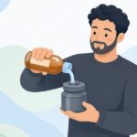 白黒フィルムの現像で停止液を注ぐ様子をイメージしたイラスト
