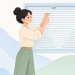 ブラインドのコードロックを交換する様子をイメージしたイラスト
