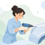 スポット溶接ドリルでボディを補修する様子をイメージしたイラスト