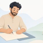 製本で紙に折り筋を付ける様子をイメージしたイラスト
