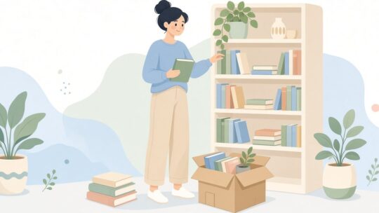 本棚は残す本と手放す本を分けてから箱に入れる