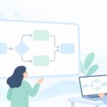 業務フロー図をチームで作り共有するにはをイメージしたイラスト