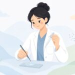 病理標本に封入剤を使う様子をイメージしたイラスト
