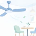 お店にシーリングファンを付けたいをイメージしたイラスト