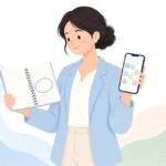 予定表と予約メールの時間照合をイメージしたイラスト