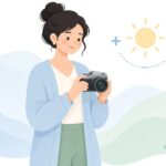 カメラの露出補正をイメージしたイラスト