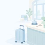 レンタルカメラはホテルで受け取れるをイメージしたイラスト