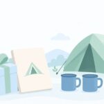 キャンプ好きの友人夫婦に結婚祝いをイメージしたイラスト
