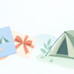 キャンプ好きの還暦祝いに迷うをイメージしたイラスト
