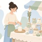 キャンドルの芯をはさみで整える様子をイメージしたイラスト