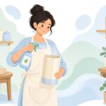 キャンドル型に型離れスプレーを吹く様子をイメージしたイラスト