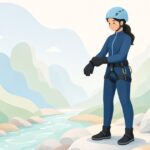 キャニオニング用ネオプレン手袋をはめる様子をイメージしたイラスト