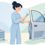 自動車用ドアヒンジレンチをイメージしたイラスト