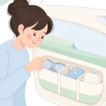 車のドアポケットを仕切りで整理する様子をイメージしたイラスト