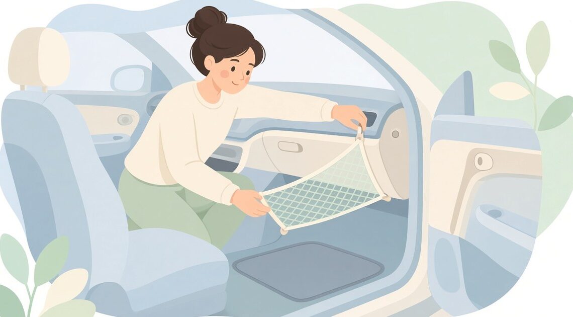 車の助手席足元に使う収納ネットの取付方法とおすすめサイズ