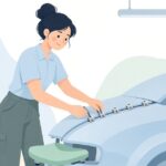 板金パネルを仮固定クランプで固定する様子をイメージしたイラスト