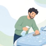 洗車でクレイ潤滑剤を使う様子をイメージしたイラスト