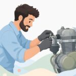 キャブレターのインシュレーターバンドを締める様子をイメージしたイラスト