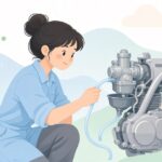 キャブレターにオーバーフローホースを取り付ける様子をイメージしたイラスト