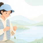 カープフィッシングでベイトフロスを使う様子をイメージしたイラスト