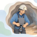 ケイビング用ハーネスに保護カバーを付ける様子をイメージしたイラスト