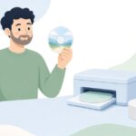 ディスク盤面に印刷する様子をイメージしたイラスト