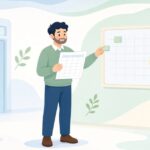 時間割と教室変更の照合をイメージしたイラスト