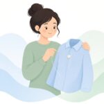 ボタン付けと位置確認をイメージしたイラスト