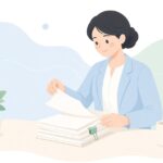 書類の表裏確認をイメージしたイラスト