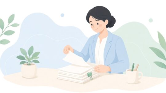 書類の表と裏を1枚ずつ確認してから束ねる