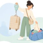 預け荷物の重量照合をイメージしたイラスト