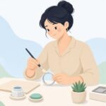 彫金で銀ロウ付けにフラックスを塗る様子をイメージしたイラスト