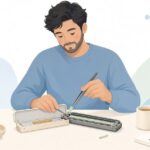 クロマチックハーモニカの交換バルブをイメージしたイラスト