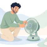 サーキュレーターの前面ガードを交換する様子をイメージしたイラスト