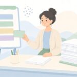 班分けと同意書の照合をイメージしたイラスト