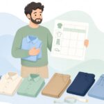 服のサイズ表の整理をイメージしたイラスト