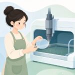 CO2レーザーの保護窓を交換する様子をイメージしたイラスト