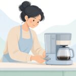 コーヒーメーカーの逆止弁を交換する様子をイメージしたイラスト